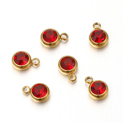 20pcs/lot 6mm Crystal Stainless Steel Rhinestone Charms Birthstone Pendants for Jewelry Making DIY Necklace Bracelet Accessories