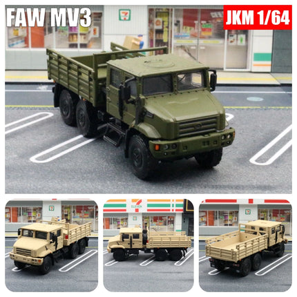 1:64 FAW MV3 Military Transport Truck 1/64 JKM Diecast Toy Car Vehicle Model Classical Zinc Alloy Metal Collection Gift For Kid