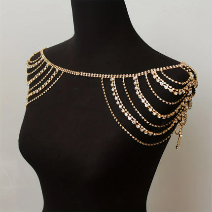 Sexy multi-layer classical tassel rhinestone shoulder chain banquet party women's body chain jewelry