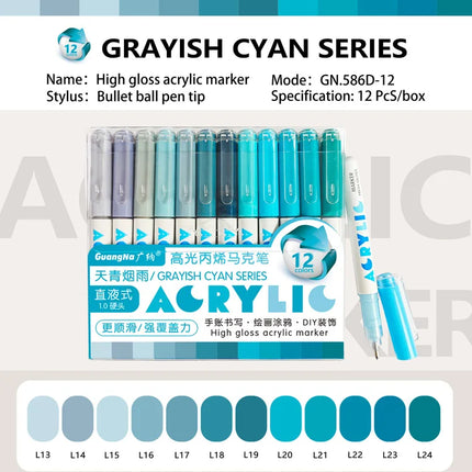 Guangna 168/72 Colors High Gloss Acrylic Marker Pen Set,Hard Headed Drawing Pens,Professional-Grade Paint Pen for DIY Graffiti