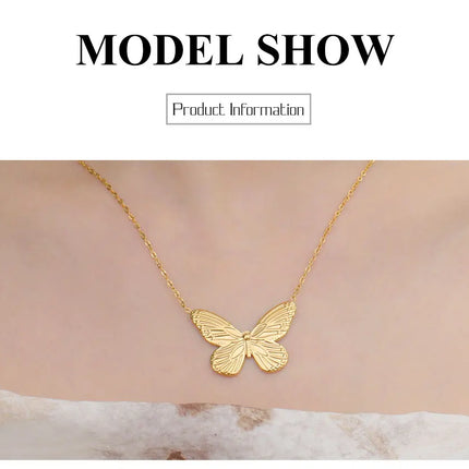 Lucktune Gold Color Butterfly Pendant Necklace Women's Stainless Steel Necklace Fashion Animal Jewelry Party Gifts Wholesale