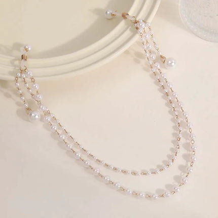 Sexy Imitation Pearl Tassel Chest Chain for Women Girls Exaggerated Metal Double Layered Nipple Chain Body Jewelry Accessories
