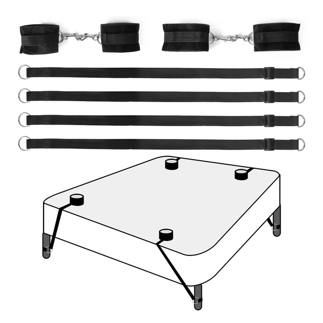SM Bondage Training Torture Instruments on the Bed Straps Hands and Feet Handcuffs Couple Bondage Straps Adult Sex Toys
