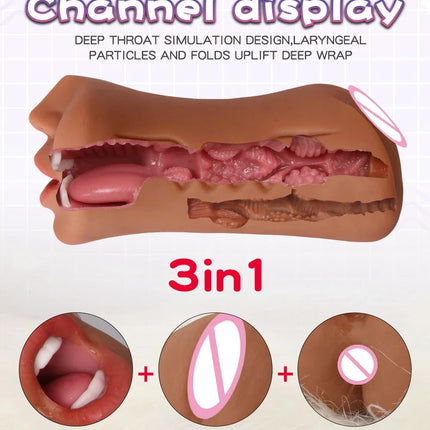 Male Masturbator 3 In 1 Realistic Vagina Sexy Toys For Men Pocket Pusssy Pussy Blowjob Masturbation No Vibrator Adults Sex Goods