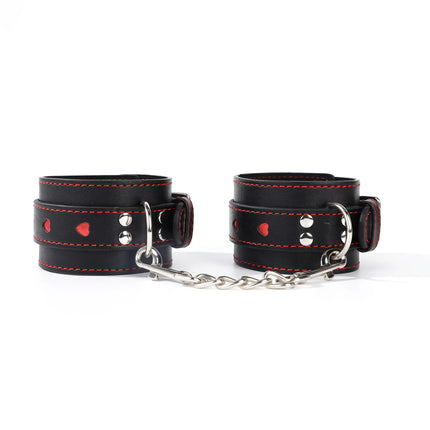 Adjustable PU Leather Heart Handcuffs & Ankle Cuff Bracelet - Women BDSM Cosplay Fetish Adult Game Couples Sexy Toys Accessories