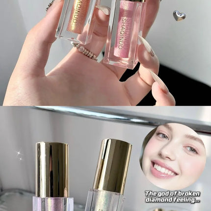 SHAQINUO Glittering Mirror Lip Glaze Set, Watery Shimmering Light Lip Gloss Makeup 6 Color, Hydrating Moisturizing, Long Lasting