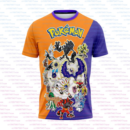 Pokémon Animation Derivatives Pikachu Elf 3D Printing T-shirt Men's and Women's Summer Oversize Loose Street Trend Boys Tees