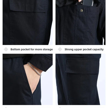 Thickened Work Uniform Set for Men Spring Autumn Auto Repair Welding Heat Resistant Wearable Labor Protection Clothing for Co...