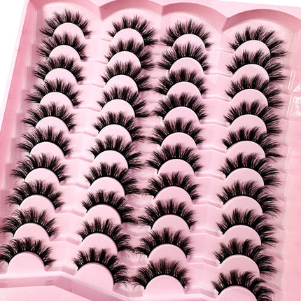 20pairs 5D Fluffy Eyelashes D Curl Lashes Thick Cat Eye Lashes Soft Wispy 8D Volume Fake Eyelash Extension Makeup