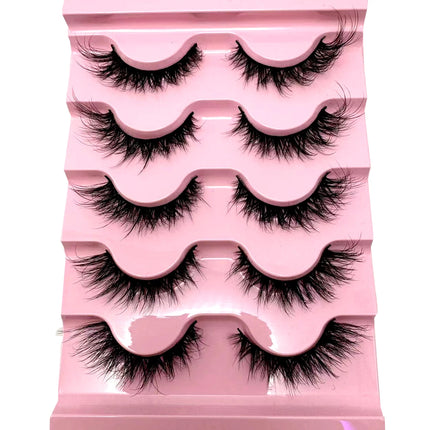 New 5 pairs natural fluffy 3D mink false eyelashes fake lashes makeup kit Mink Lashes extension eye lashes short eyelashes