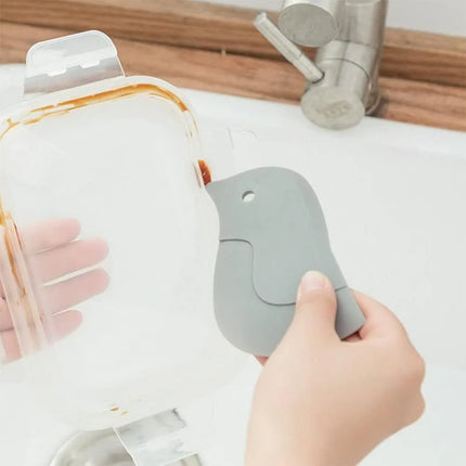 Penguin Shaped Silicone Kitchen Scraper, Flexible Non-Scratch Cleaning Tool for Baking Residue & Grease, Safe for Stainless Steel Surfaces & Sink Washing