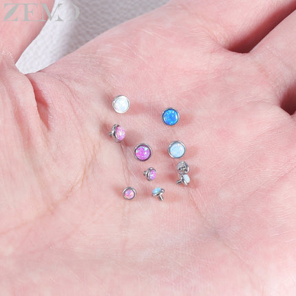 ZEMO 1 Piece 16G Stainless Steel Dermal Anchor Top 3MM/4MM Colorful CZ Crystal Micro Skin Diver Piercings Surface Body Piercing