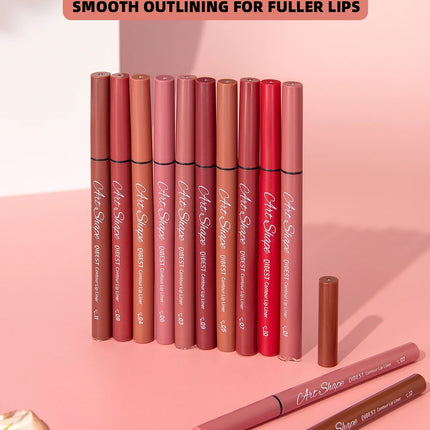 QIBEST Matte Lip Liner Set 12 Colors Nude Shades Lipliner Pen Waterproof Lip Contouring Pencils Lasting Makeup Kits Lipstick Pen
