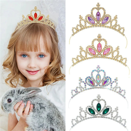 Kids Rhinestone Tiara Princess Headband for Girls Birthday Accessories Bridal Crystal Crown Tiara Wedding Hair Jewelry