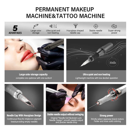 FAMISOO Professional Permanent Makeup Machine Kit Tattoo Machine For Eyebrows Eyeliner Lip Body Tattoo With 6PCS Pigment Needle