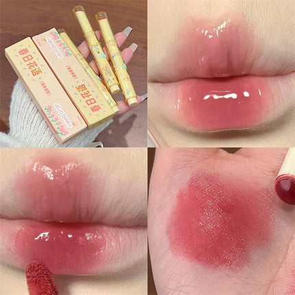 Spring Blossom Mirror Solid Lip Gloss Hydrating Mirror Water Gloss Lipstick Long-Lasting Moisturizing Non-Stick Cup Lip Cosmetic