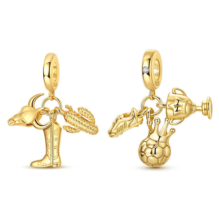Gold Color Charms 925 Sterling Silver Original Golden Safety Chain Round Spacer Clip Charm DIY Jewelry For Women Bracelet Gift