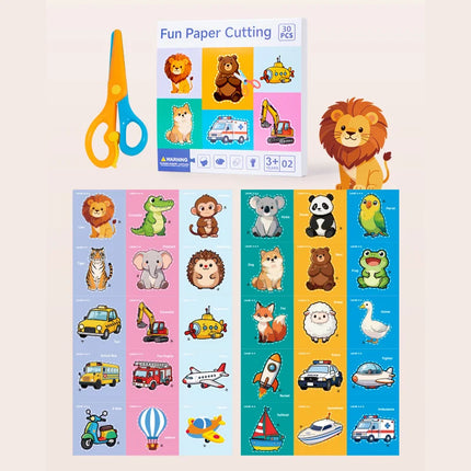Handmade Paper Cut Set Kids Craft Toys DIY Colorful Paper Cutting Folding Toys for Early Art Development Fine Motor Skills