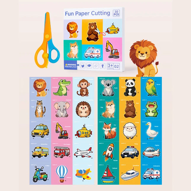 Handmade Paper Cut Set Kids Craft Toys DIY Colorful Paper Cutting Folding Toys for Early Art Development Fine Motor Skills