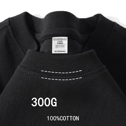 Men's Clothing Summer Cotton 300g Pure Cotton Short Sleeve T-Shirt Men's Casual Base Top Oversized T-Shirt