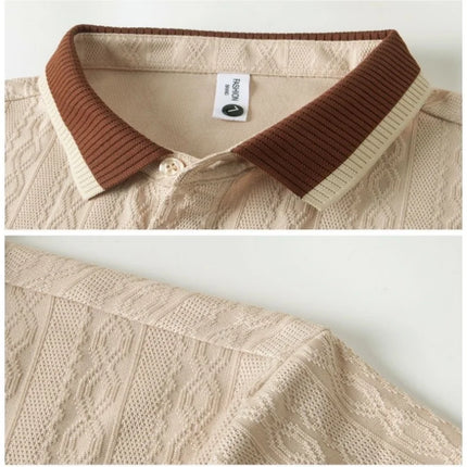 New Men's High-Quality Knitted Short-Sleeved Polo Shirt, Summer Korean Version, Fashionable and Casual, Silky and Breathable Top