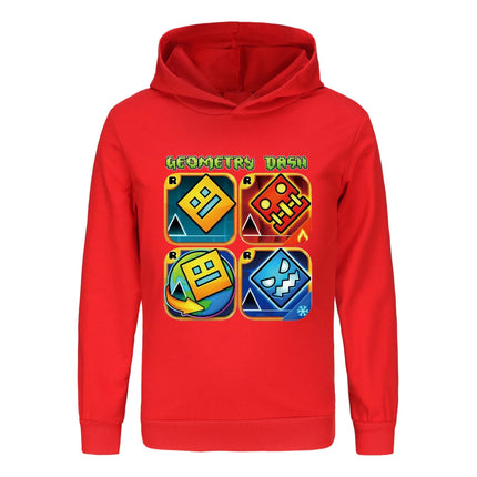 Geometry Dash Clothes Kids Spring Autumn Hoodies Baby Boys Hooded Sweatshirts Toddler Girls Casual Outerwear Children Coats