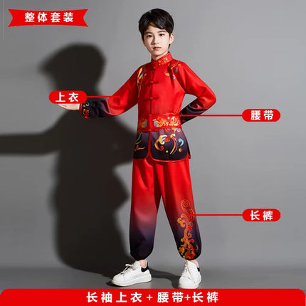 Children Clothing Ethnic Style Chinese Performance Kung Fu Uniform Boy Set Wushu Suit Cosplay Costumes Stage Girl Kids Clothes