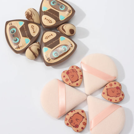 Rice Ball Cat 12-Piece Set, Expands When Exposed to Water, Dual-Use for Wet and Dry, Makeup Sponge Suitable for All Skin Types