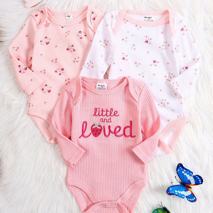 3PCS Baby girl onesie New style baby girl clothes Spring/Autumn long-sleeved onesie Cotton fabric Suitable for 0-9months