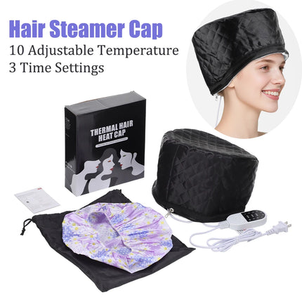 Electric Hair Heat Hat Thermal Treatment Hair Cap 10 Levels 3 Timer Hair Steamer Cap For Hair SPA Care Coloring Women Styling