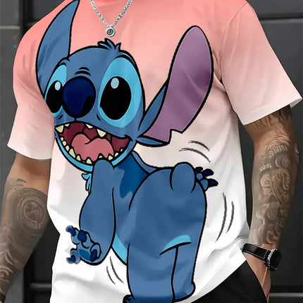 Men's Disney Lilo & Stitch 3D Funny Print T-shirt Casual Short Sleeve