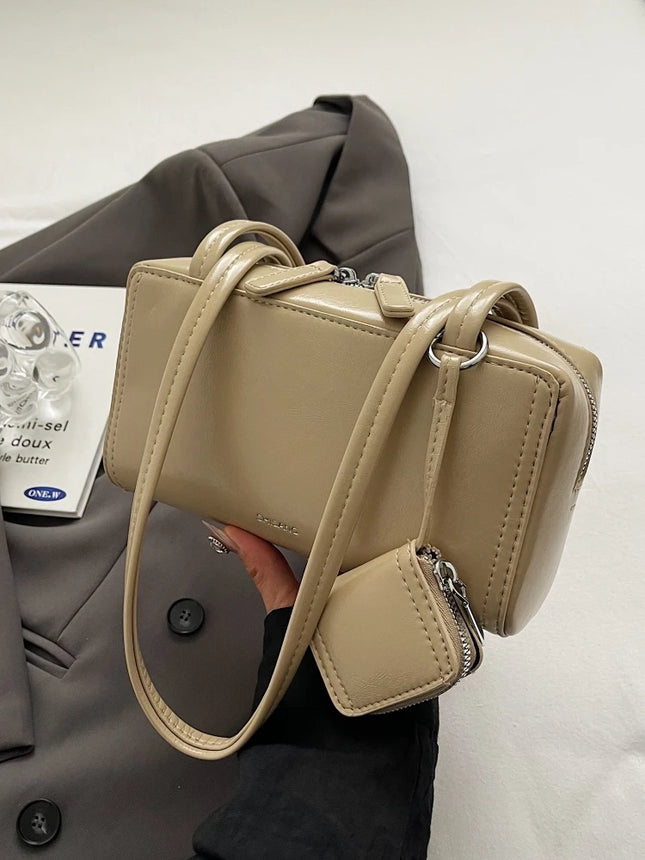 Retro Oil Wax Leather Small Bag Women's Fashion Commuter Square Bag Autumn Winter High-End Sensation Single Shoulder Armpit Bag
