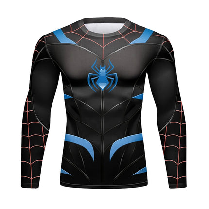 Gym Compression Shirts for Men Long Sleeve Comics Spider Cosplay T-Shirt Marvel Top Elastic Fitness Sportwear Halloween Clothes