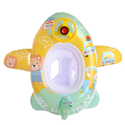 Cartoon Animal Inflatable Toys Baby Swimming Seat with Steering Wheel Outdoor Pool Water Inflatable Floating Ring for Kids