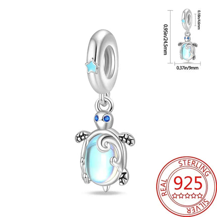 925 Sterling Silver Blue Ocean Series Beaded Charms  Pendant Fit for The Brand's DIY Bracelet Women Jewelry Girlfriend Gifts