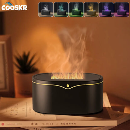 Flame Humidifier Aroma Air Humidifier Mini Essential Oils Humidifiers for Home Aromatherapy Fragrance Diffuser with LED Light