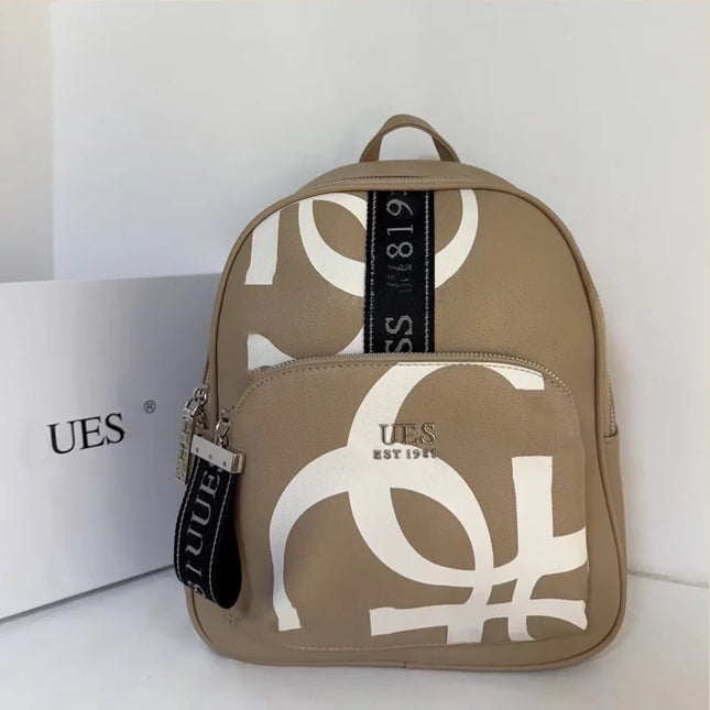 Fashionable Casual Printed Backpack Street Style Waterproof Unisex Travel Bag Geometry Pattern Dual Shoulder Straps Backpack