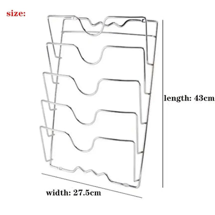 Multi Functional Wall Mounted Pot Lid Rack For Household Kitchen, Perforated With Five Layers