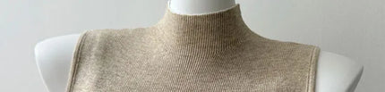 Korean Sle Knitted Vest Women's Base Layer Tank Top Svel f High Collar Spring Autumn Winter Inner And Outer Wear