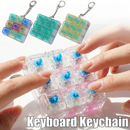 1PCS 9 Keys Keyboard Keychain Stress-Relief Toys Mechanical Button for People with Anxiety Office Desk Accessory