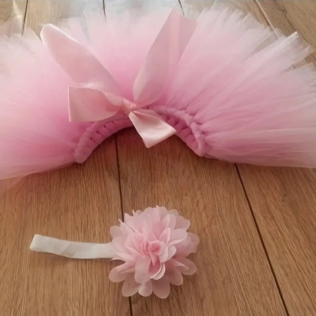 Newborn Baby Sunflower Tutu Bow Skirt, Toddler Baby Girls Headdress Flower Photography Costume