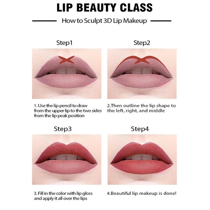 14 Colors Matte Lipstick Pencil Long-lasting Waterproof Lip Pencils High Pigmented Lips Liner Lip Beauty Make Up Tools Nude Pink