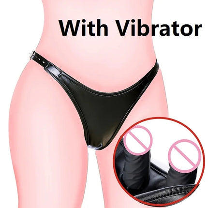 Leather Strapon Harness Panties Strap On Silicone Double Dildo Anal Butt Plug For Women Lesbian Masturbation Chastity Panties