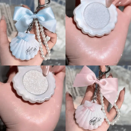 FlowersKnow Cupid Sweetie Bear Face Powder with Blush Highlighter Pendant Long Lasting Portable Makeup Decoration