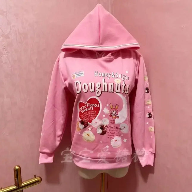 Japanese Cartoon Printed Sweet Girl Y2k Sweatshirts Autumn Winter New Cotton Thicken Hoodies Women Fairycore Cute Hooded Top