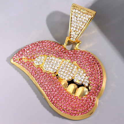 Hip hop Men Iced Out Cuban Link Chain Necklace for Men withPanda Tiger Shark Lip Heart Dollar Pendant Wholesale Jewelry Gifts