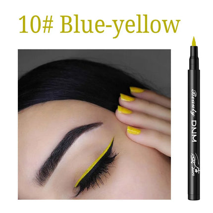 DNM 12 Colors Eyeliner Pen Waterproof Soft Sponge Head Silkworm Pen Quick Dry Black Natural Coloring Liquid Eyeliner White