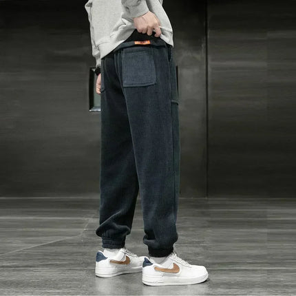 Corduroy Pants Men Loose Fit Baggy Sweatpants Casual Fashion Streetwear Trend Autumn Winter Harem Joggers Trouser Male Plus SIze