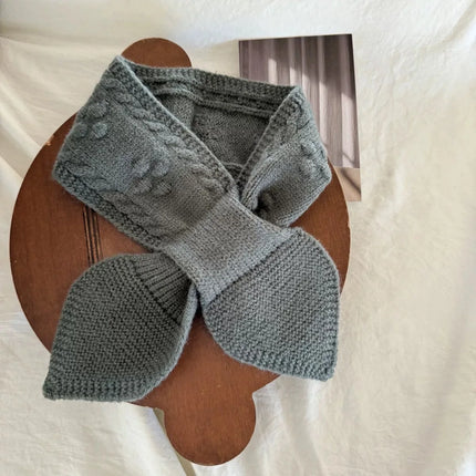 Korean Style Baby Scarf Simple Solid Color Crossover Neck Warmer Warm Soft Knit for Infant Toddler Outdoor Easy Match Outerwear