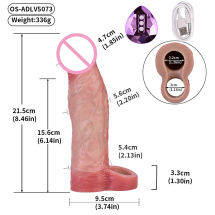 ORALSX Soft Vibrate Penis Sleeve Male Cock Cover Dick Enlarger Dildo Sheath Adult Sex Toys For Men Vaginal Anal Massger Condom